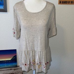 Embroidered Peplum Top